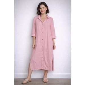 Calypso St. Barth Linen Button Front Midi Shirtdress  Size‎ XS Coastal Resort